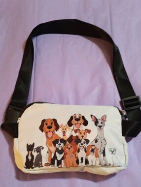 Dog Print Crossbody Bag - Cream and Black